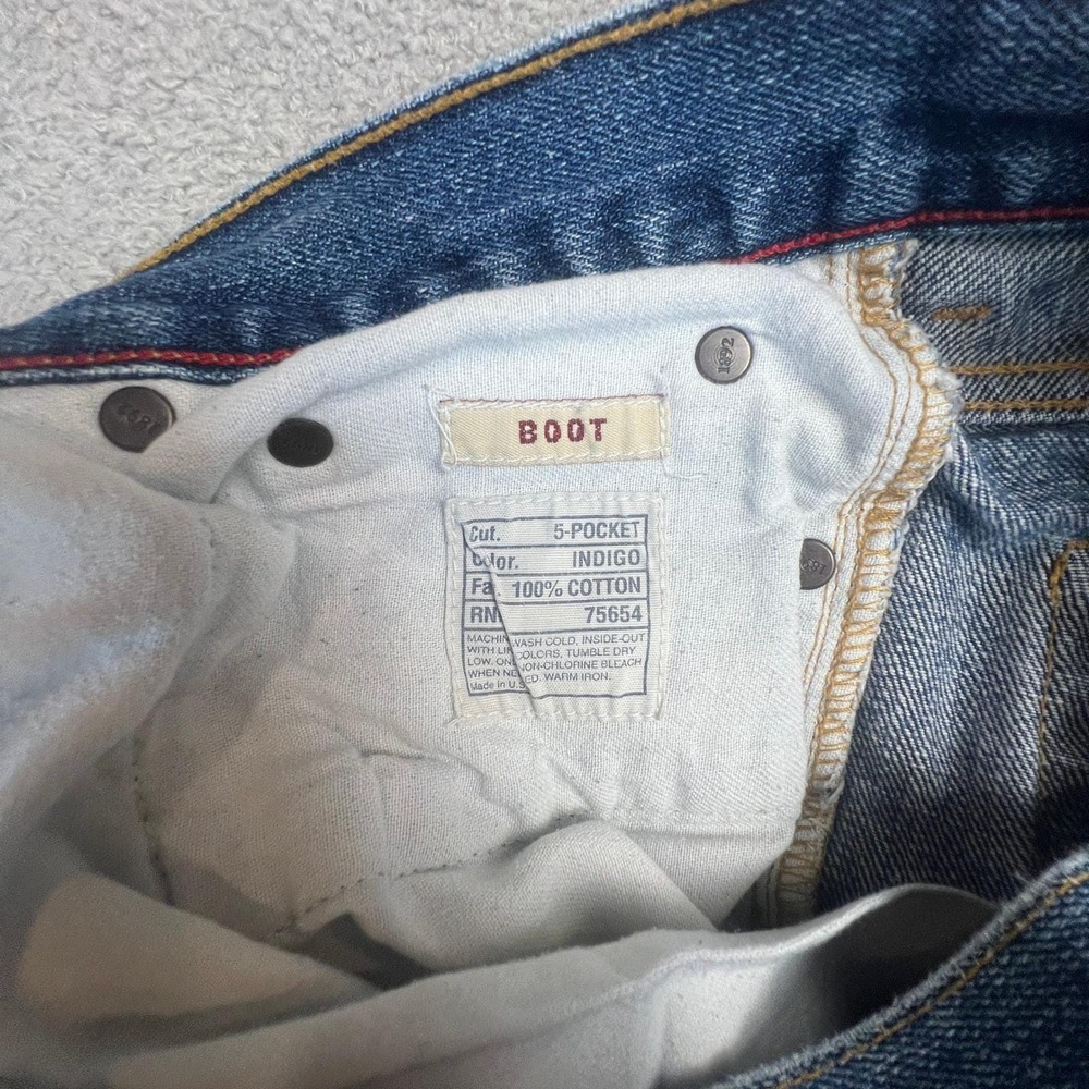 Vintage Y2K Abercrombie & Fitch Mens 31x28 Blue Faded Raw Hem Straight Leg Jeans - Picture 14 of 14